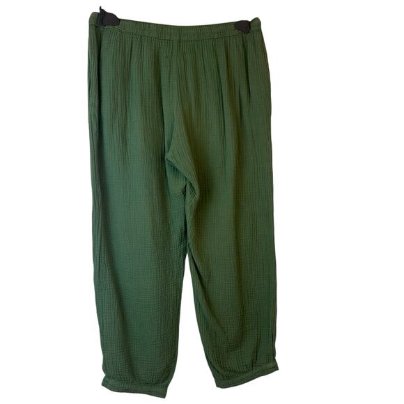 Honorine Harper Pant in Army Green Cotton Gauze with Drawstring Cropped sz M EUC - Picture 4 of 6